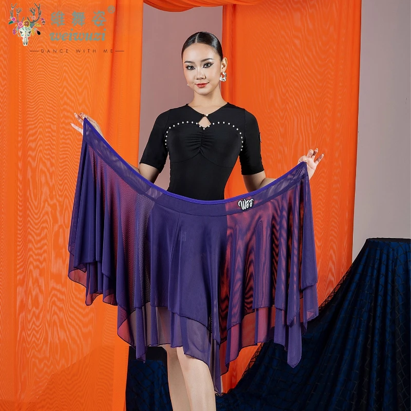

Sexy Latin Dance Skirt Irregular Dance Long Skirts Women Samba Dancing Adult Stage Rumba Tango Dress Latin Competition Costumes