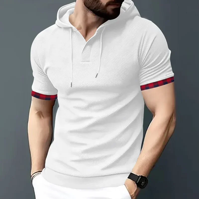 Men's T Shirt  Summer ness Hooded Short-Sleeved Tees Male's Camisa Masculina Sportswer T-Shirt Slim Tshirt Homme 3XL