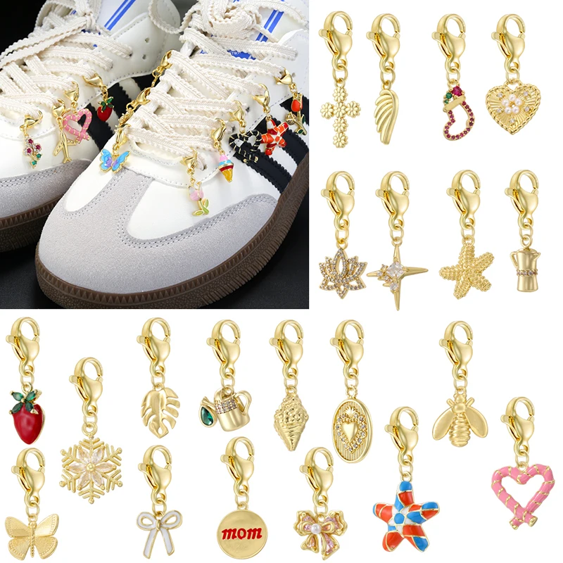 

ZHUKOU 1pc Brass Pendant with 18K Gold Plated Lobster Clasp Suitable for DIY Shoelace Design and Crafting