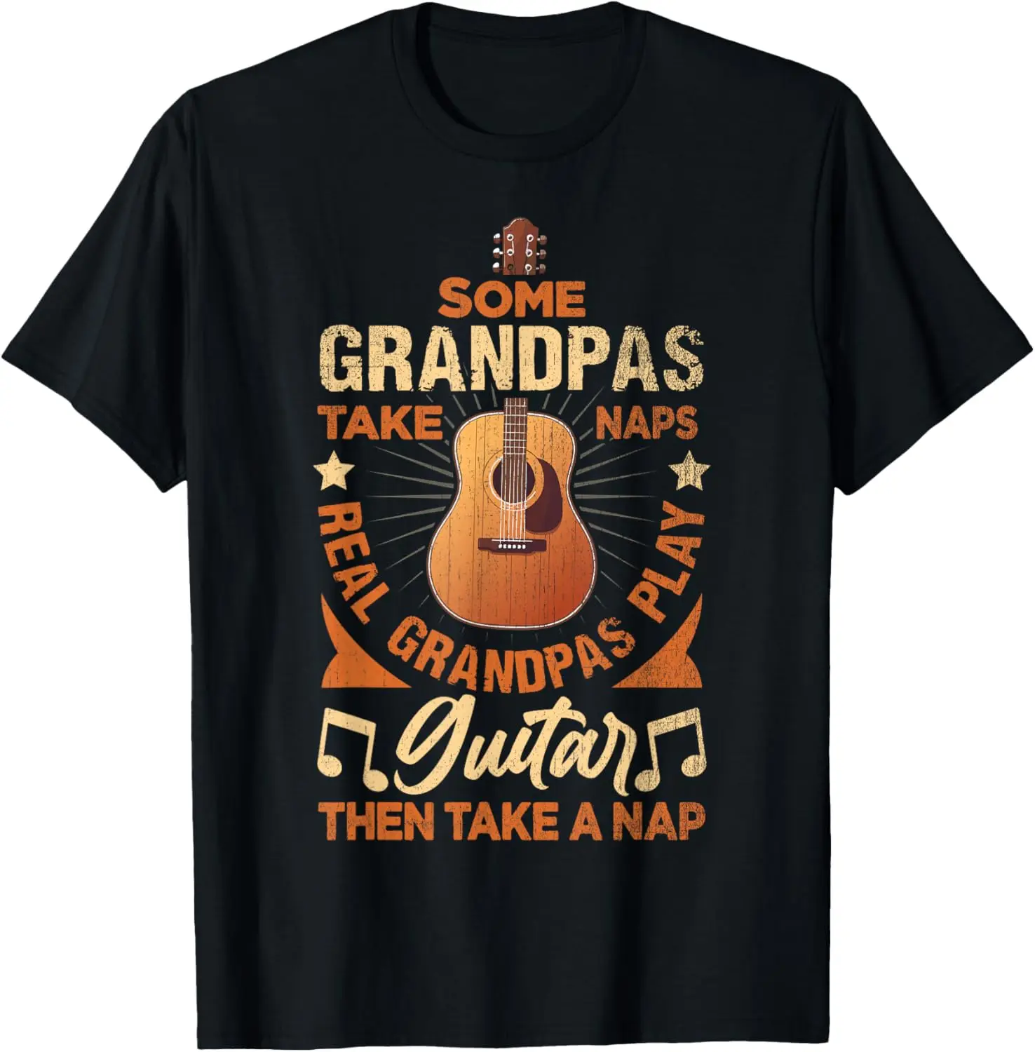 Real Grandpas Play Guitar Then Take Nap Funny Guitarist T-Shirt