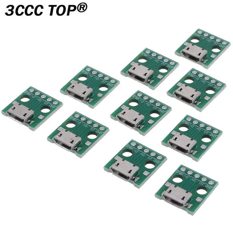 

10 PCS Mini Micro USB To DIP Adapter 5 Pins Female Connectors PCB Converter Boards