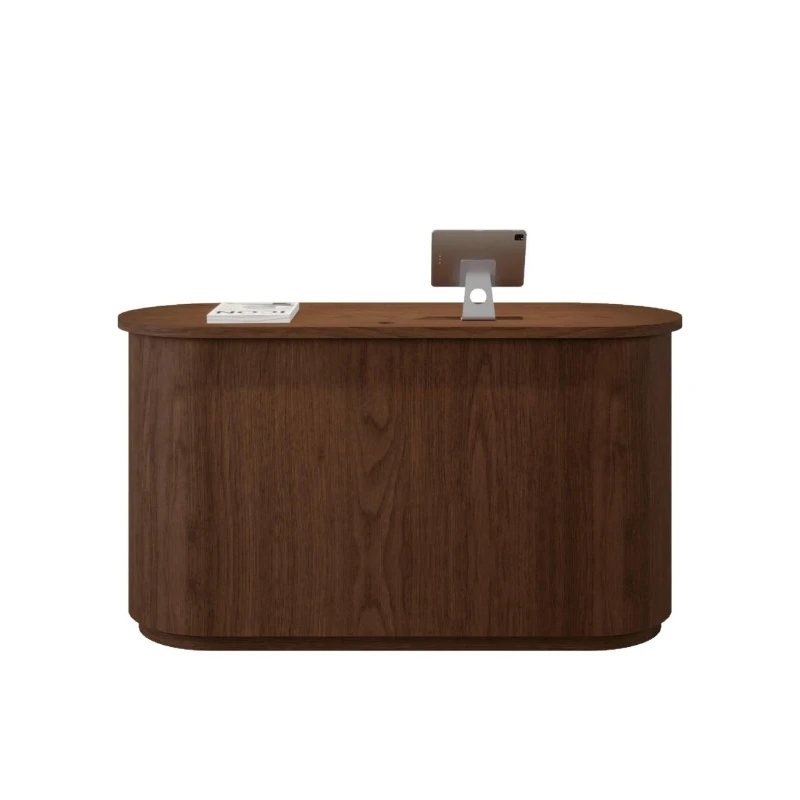Vintage checkout page Clothing store counter Reception desk Rounded corner creative bar counter Walnut front desk High-end colle