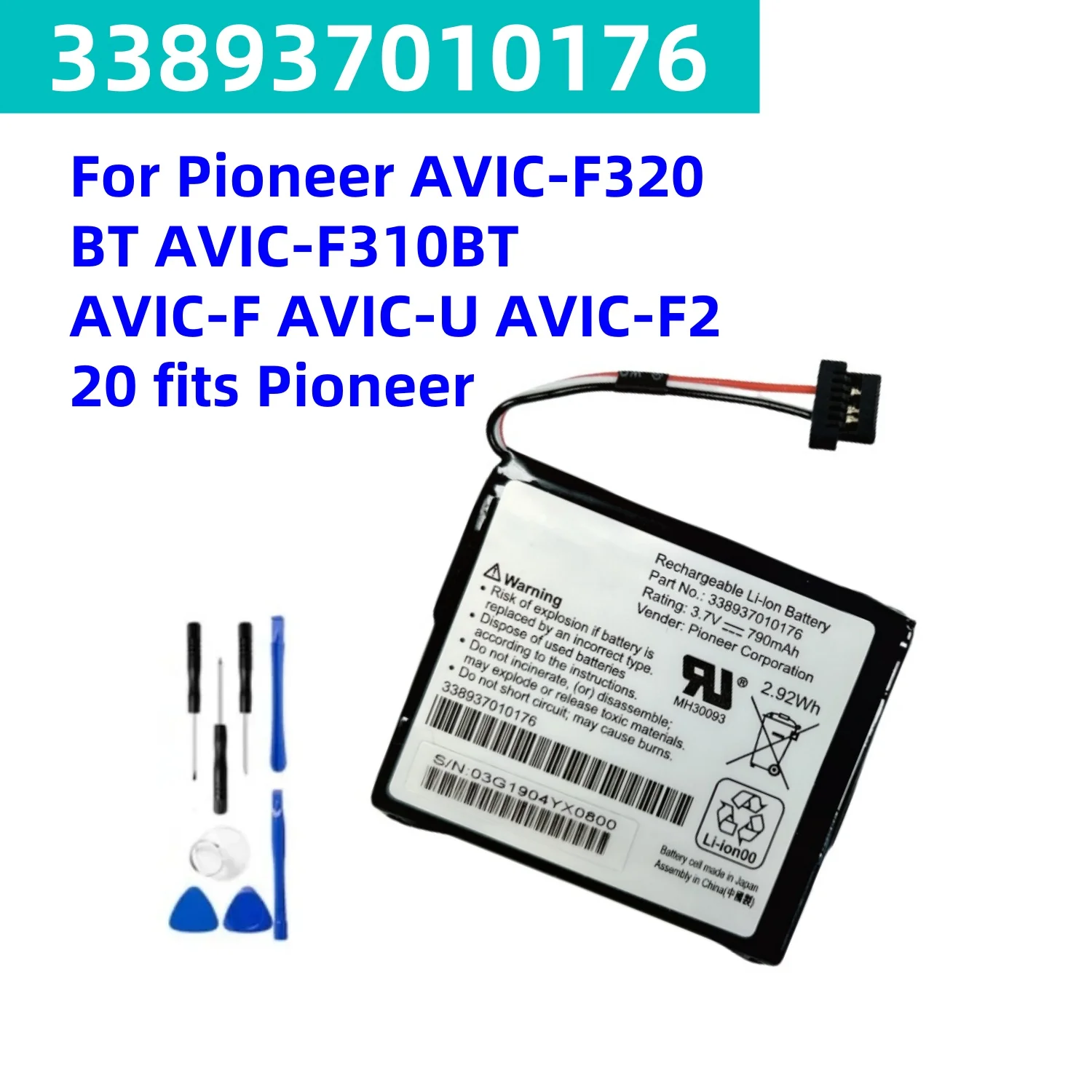 New Battery For Pioneer AVIC-F320BT AVIC-F310BT AVIC-F AVIC-U AVIC-F220 fits Pioneer 338937010176 GPS,Navigator battery+Tools