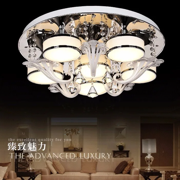 Luxury Crystal Ceiling Light Creative Living Room Bedroom Villa Light Iron 3/6/9 Head Ceiling Lights Remote control 6 colors ZA