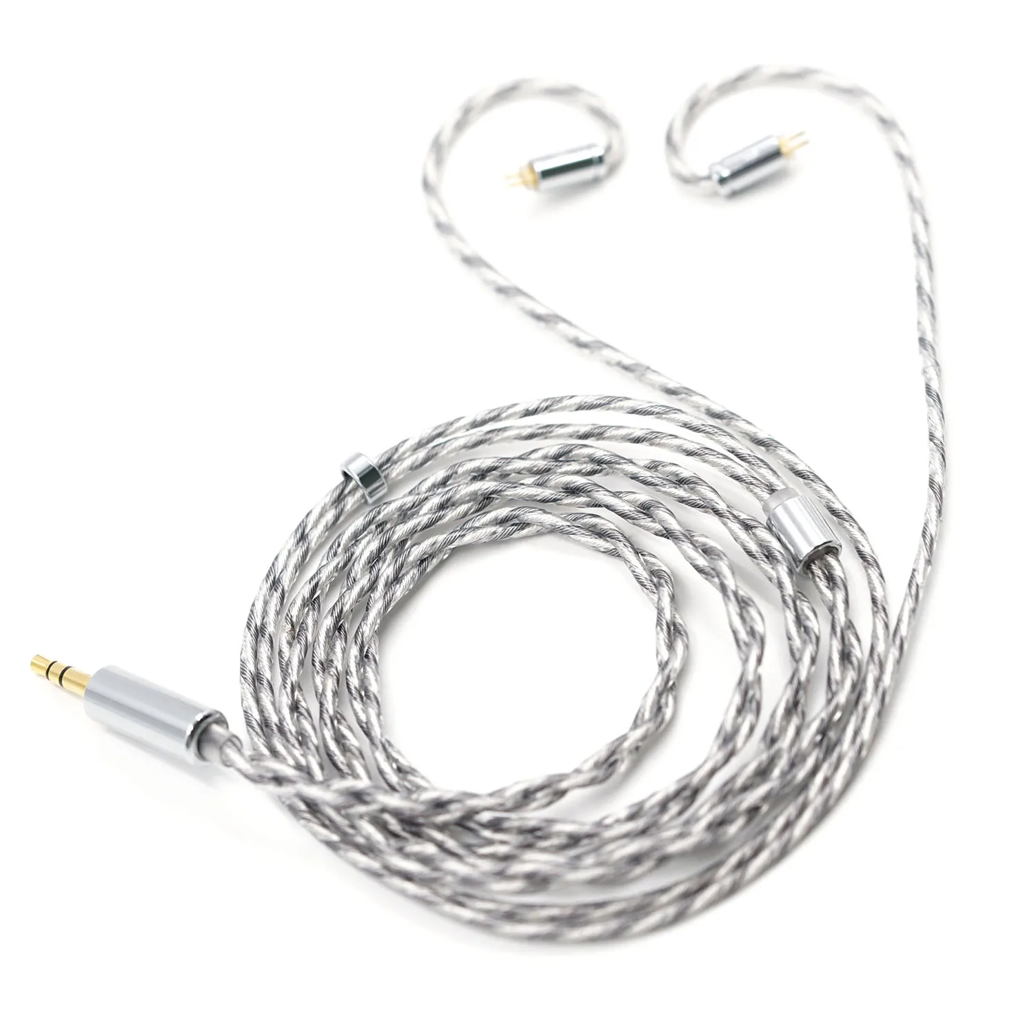 BQEYZ Wind Cable estándar de actualización de reemplazo de auriculares trenzados plateados chapados en cobre de un solo cristal