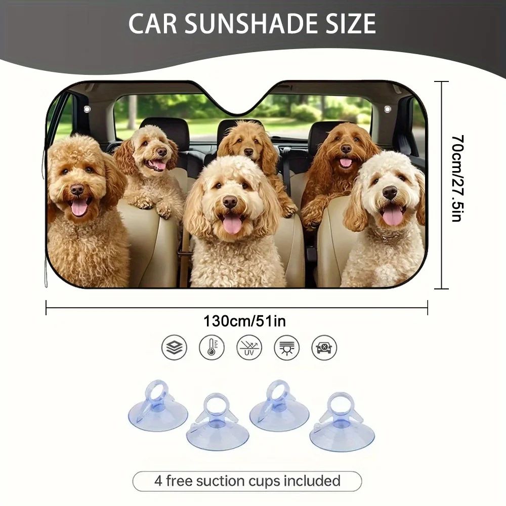 1pc Poodle Family Car Sun Visor - Fit For All Vehicles, Durable & Stylish Pet-Friendly Design, Keeps Seating Areas Cool & Inviti