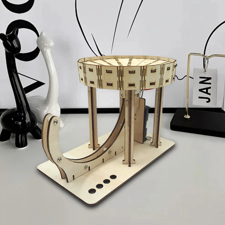 نموذج خشبي لتشغيل الرخام الميكانيكي من OUZEY، مجموعة أدوات السفينة الدوارة لتقوم بها بنفسك، هدية تحدي إبداعية لـ STEM للأطفال