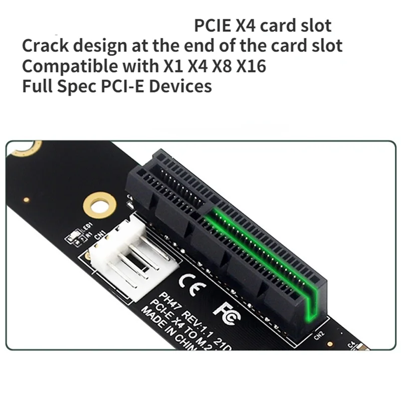

-PQWN M2 M Key To Pcie X4 Riser Card Adapter NGFF M. 2 To PCI-E 4X With LED Indicator And SATA Power Expansion For Bitcoin Minin