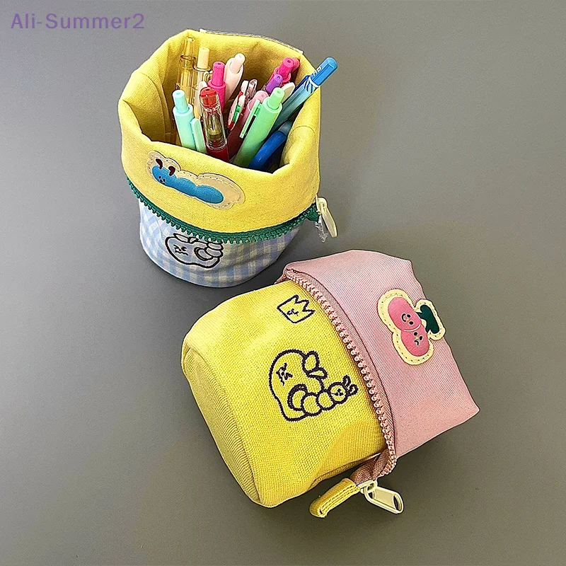 

{Summer2} {Summer2} Simple Vertical Flip Pencil Bag Cartoon Large Capacity Students Pen Pouch School Stationery Storage Bag