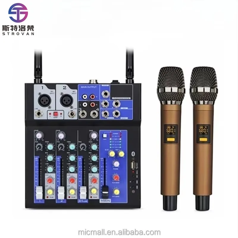 

F4/F7 4-channel Mixing Console Small with Microphone for Mobile Phone Karaoke Conference Live Broadcast