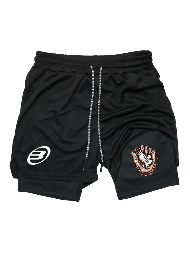 

Men's two-in-one shorts; two-layer sports shorts; gym workout training and running shorts for men's clothing.
