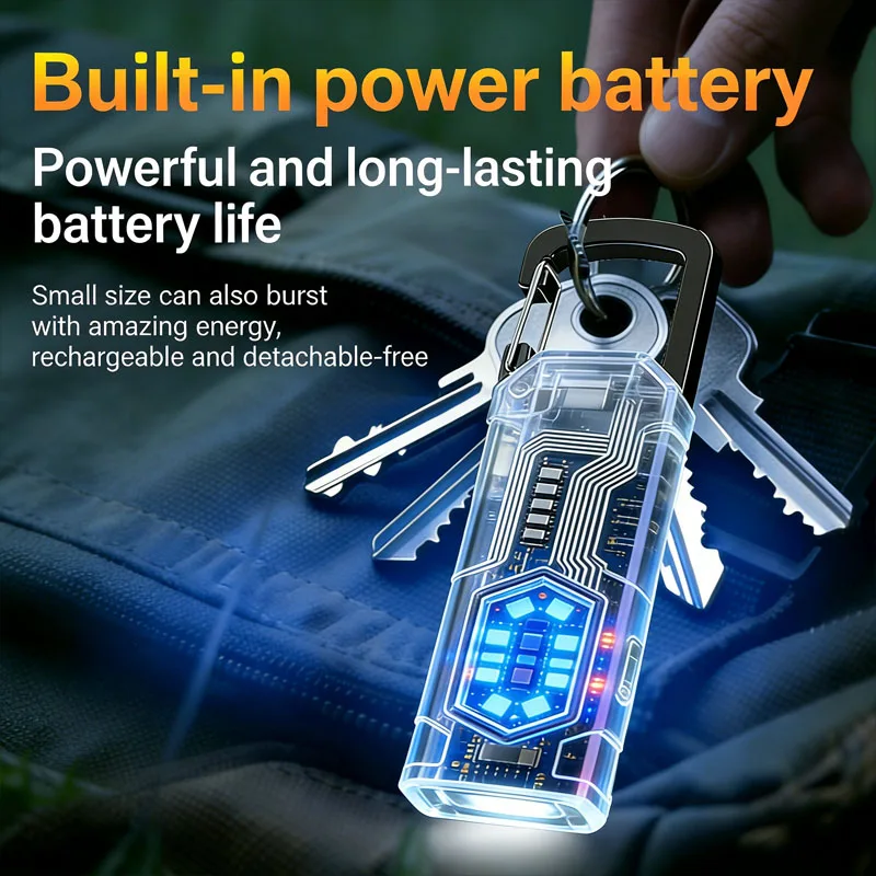 Powerful Mini COB LED Keychain Flashlight USB Rechargeable Hanging Work Light Waterproof Keyring Camping Walking Pocket Lamp