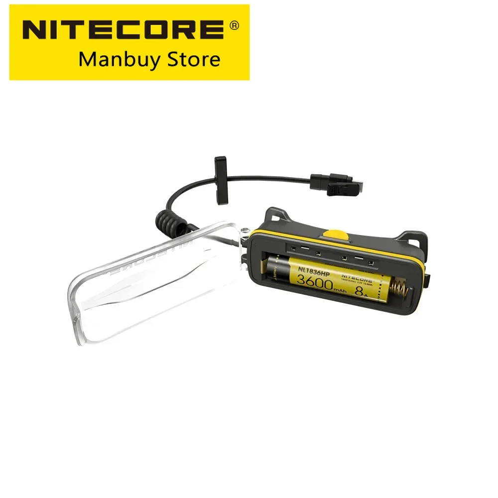 Nitecore 18650 Extension Battery Case for NU40 NU43 NU45 NU50 NU53 Headlamp Accessories USB-C Not Include  Power Supply