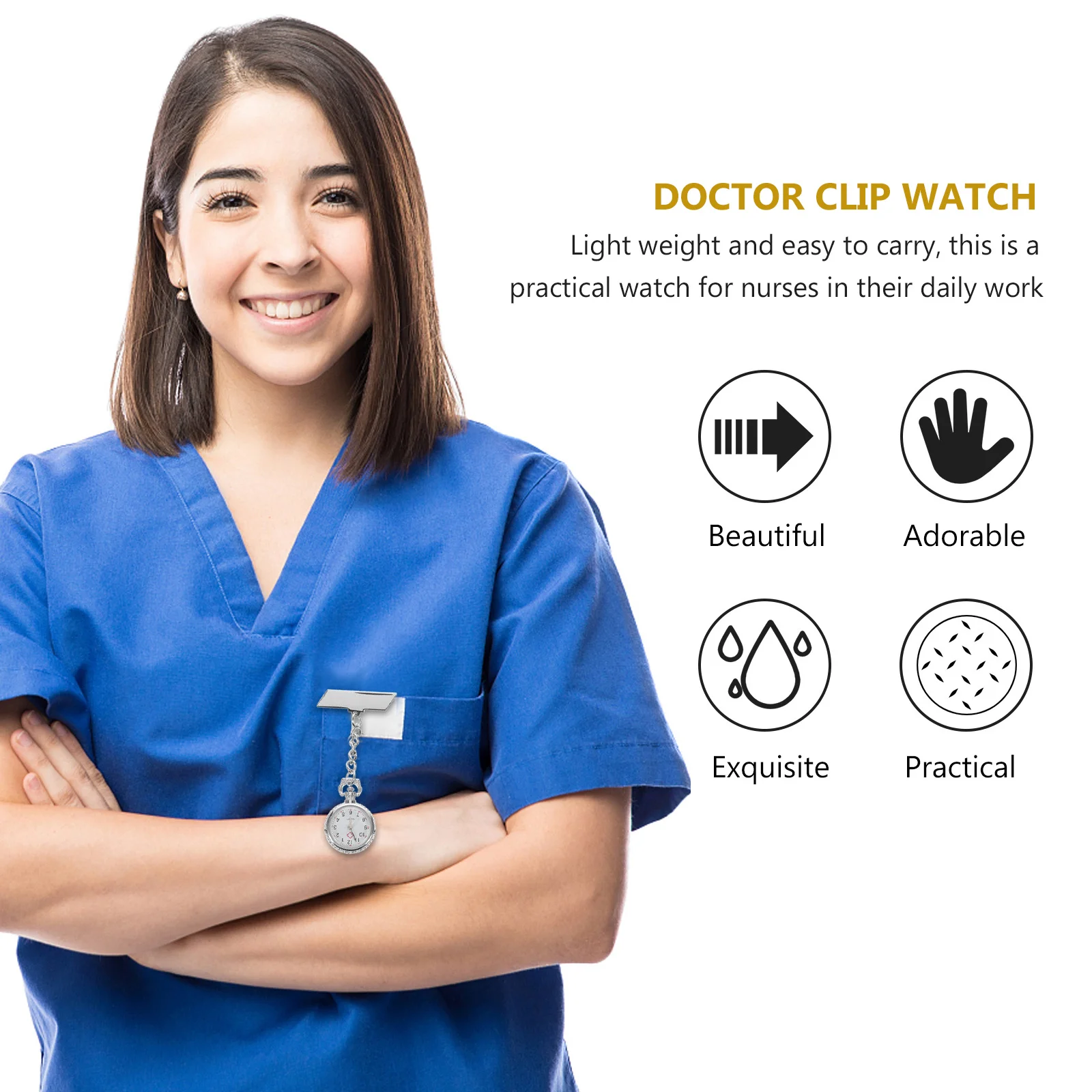 Doctor Nurse Pocket Watch Creative Personalized Fashionable Durable Safe Use Nail to Clothes Accurate Time Keeping