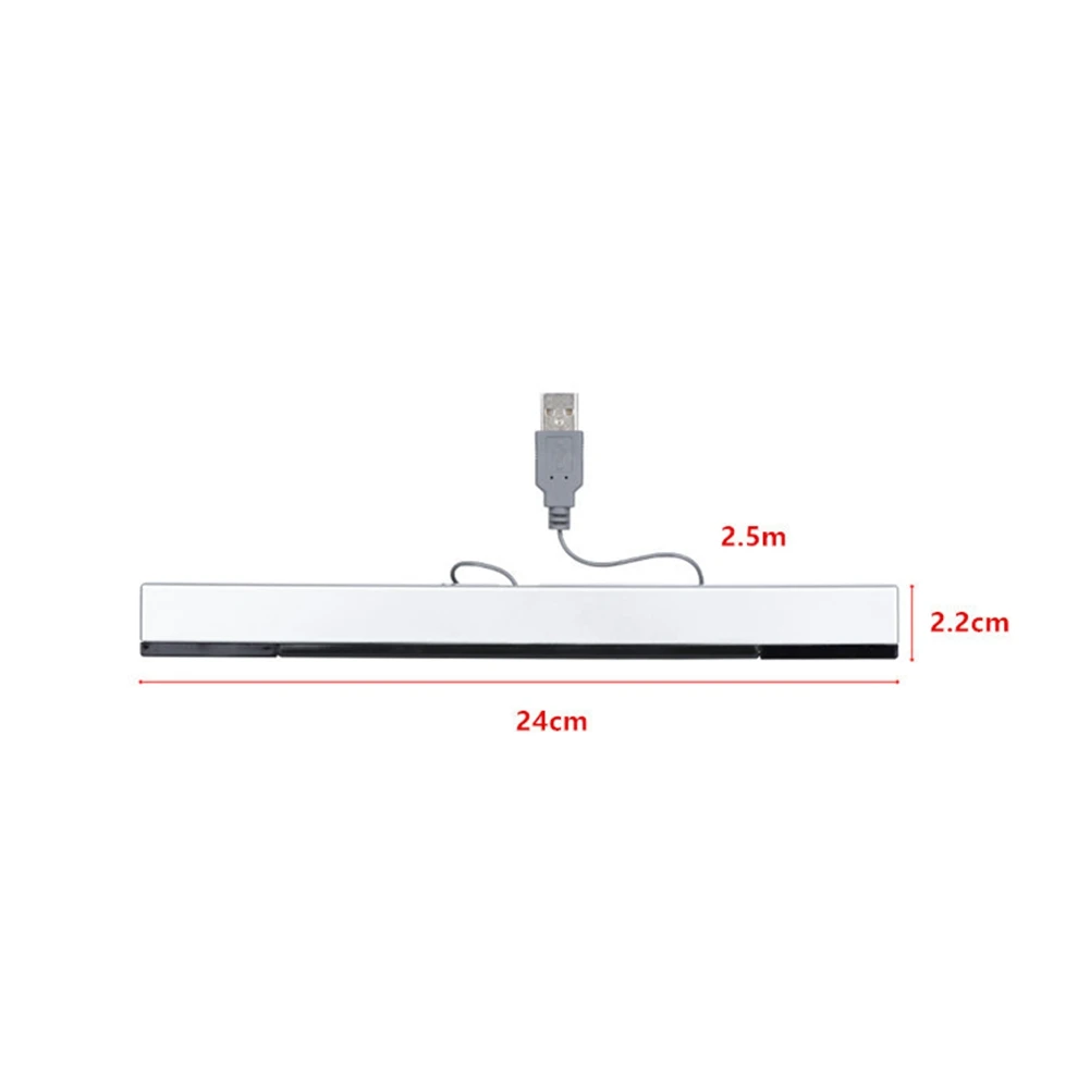 Practical USB Wired Sensor Bar for WII Replacement Infrared IR Ray Motion Sensor Signal Receiver for Wii System with Stand-Black