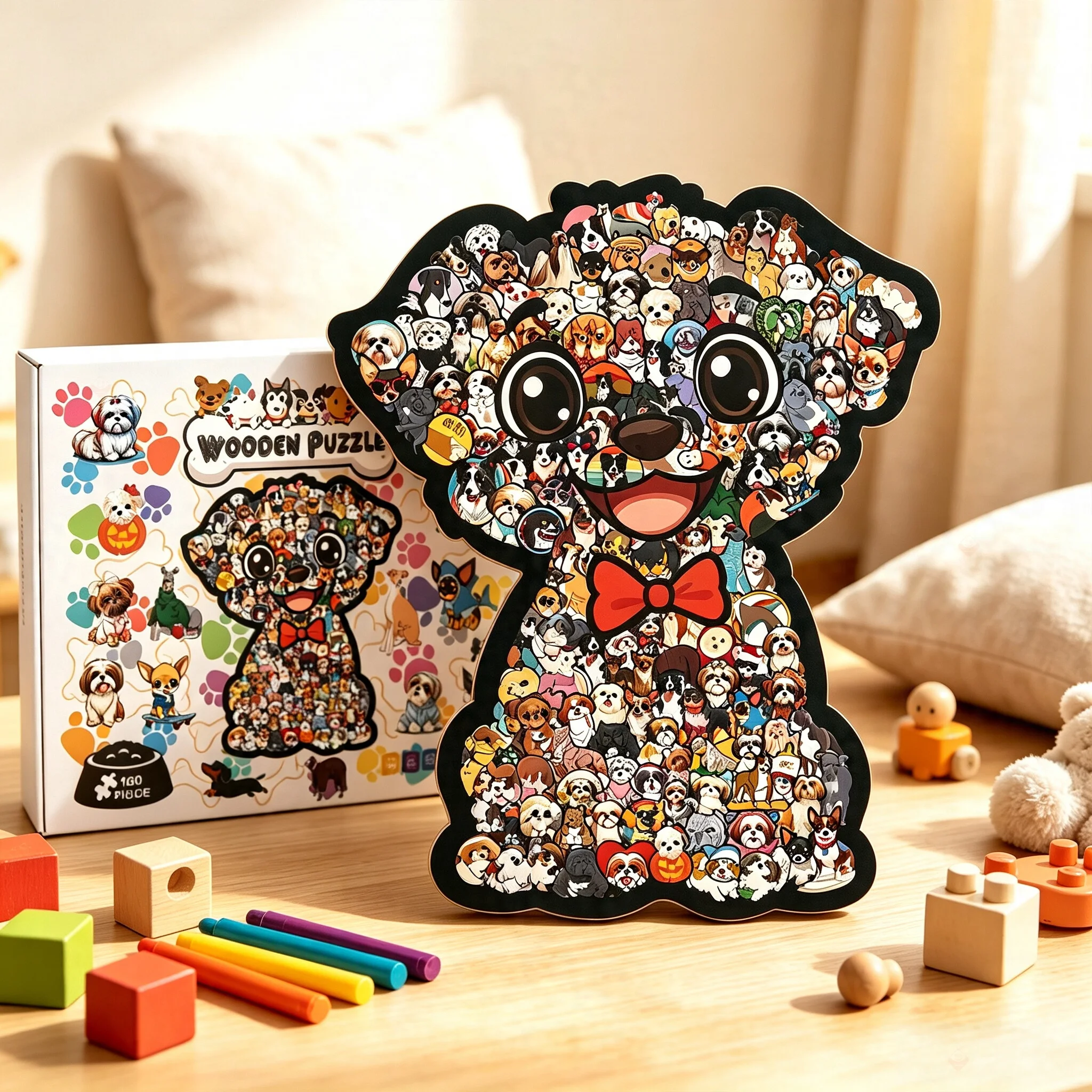 Creative and Fun Wooden Dog Puzzle, High-Difficulty Brain-Teaser Stress-Relief Toy, High-Value Desktop Decoration Gift