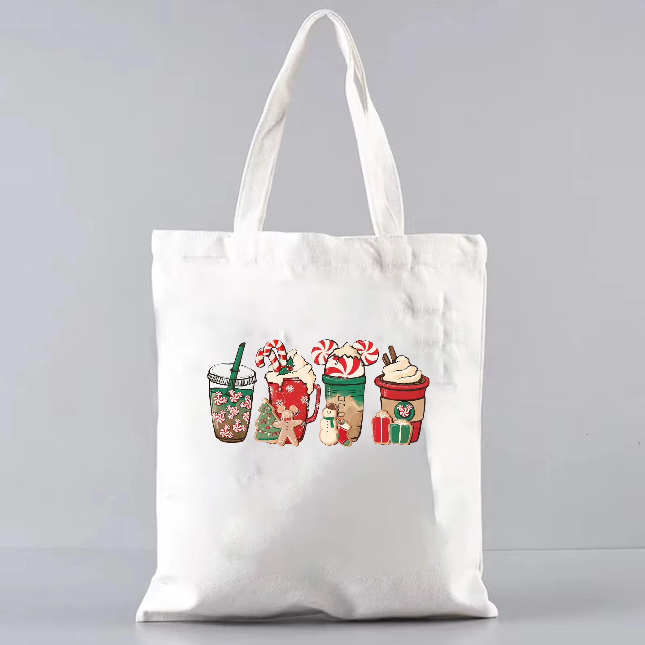 

Mickey Gingerbread Christmas Candy Latte Coffee Shoulder Bag Disney Ginger Cookies Latte Drink Cup Epcot Xmas Women's Tote Bag