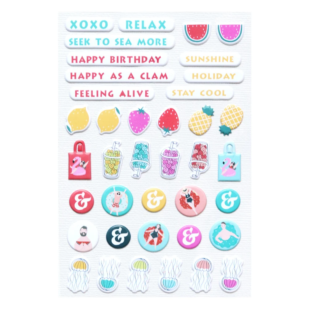 Creative Path Puffy Mini Scrapbooking Journaling Sticker Wiederverwendbare Kleine Vase Stern Herz Motivierende Sätze Deko-Sticker – Detail 2