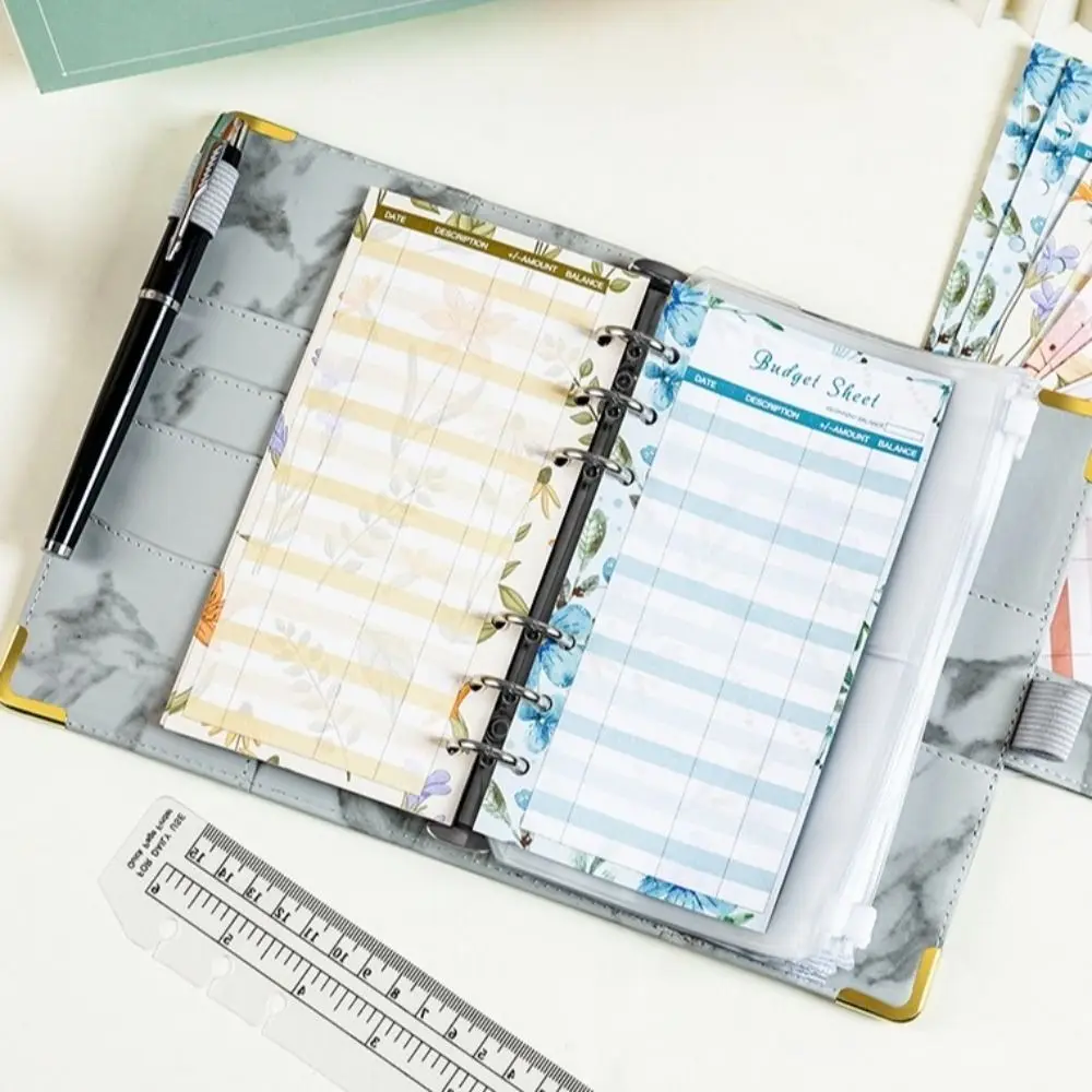 مجلد توفير المال الرخامي المقاوم للماء مقاس A6 من البولي يوريثان مع كتاب ميزانية نقدية واقية للزاوية للطلاب #2