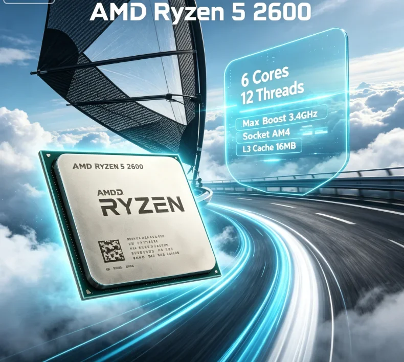 Ryzen 5 2600 3.4GHz 6 Core Processor 12 Thread AM4 Socket Boost 3.9GHz 16MB Cache Compatible X570 Multitasking Computing