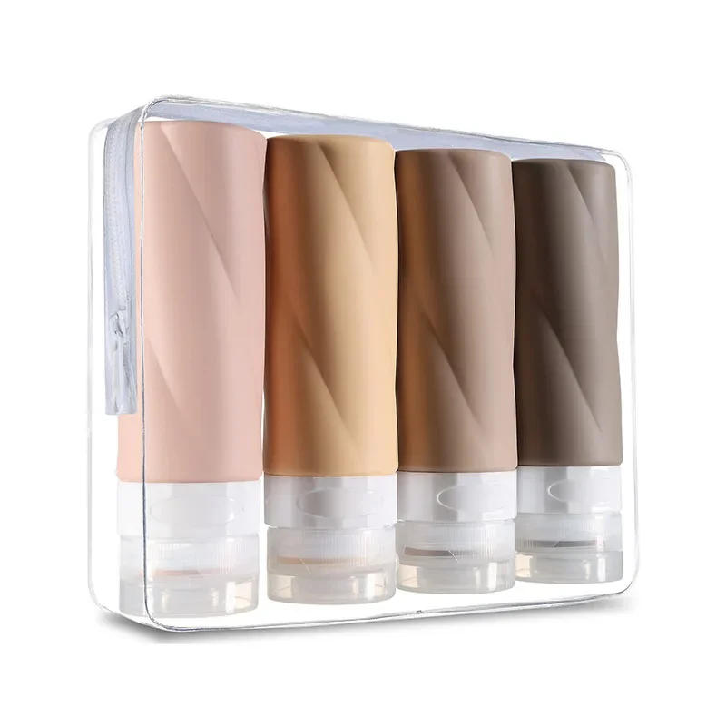 4 szt. przenośnych butelek podróżnych do zabrania na samolot, zestaw podróżny, pojemniki, szampon, żel pod prysznic, dokument HI Morandi