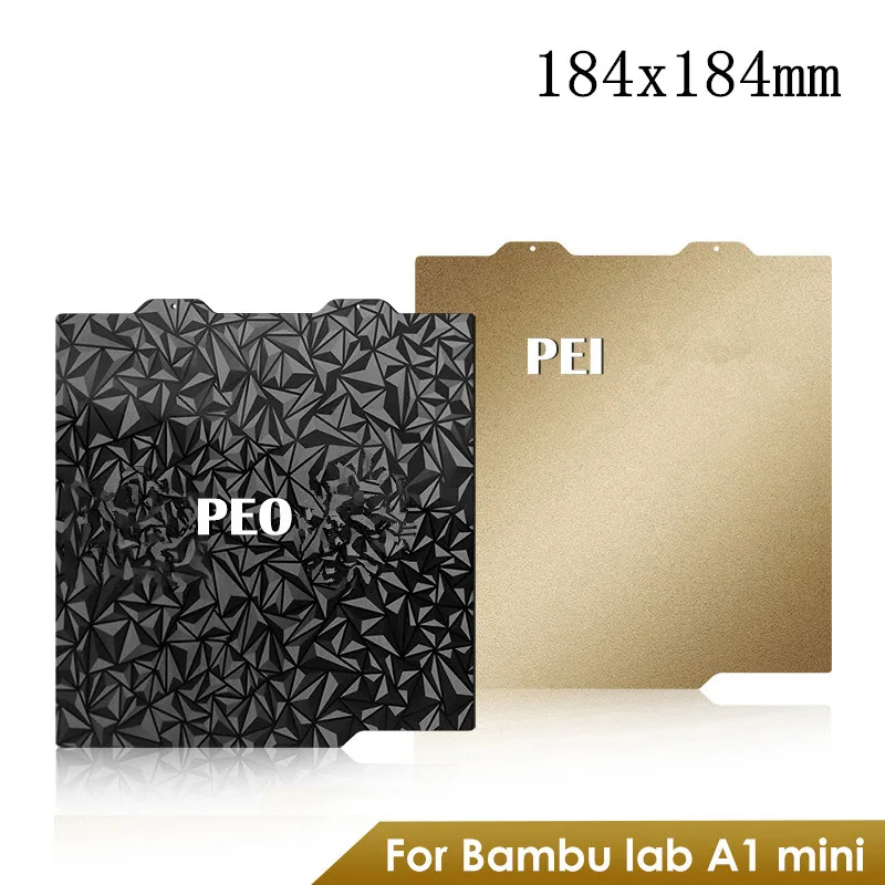 

ENERGETIC For Bambu Lab A1 Mini Build Plate 184x184mm Double Sided Textured/Smooth PEI PEO PET PEY Spring Steel Magnetic Bed