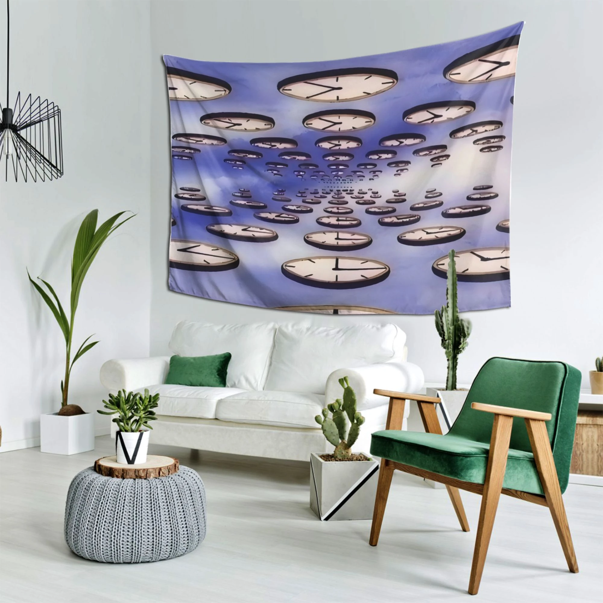 1pc Surreal Time Tunnel Wall Tapestry, Trippy Clock Infinity Vision Backdrop for Bedroom Living Room Dorm Decor