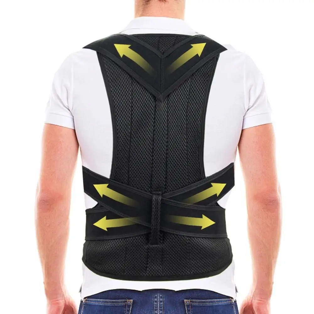 

Unisex Adjustable Straps Posture Corrector Black 5 Size Back Posture Brace Lumbar Support Reinforced Belt Back Trainer Home Use