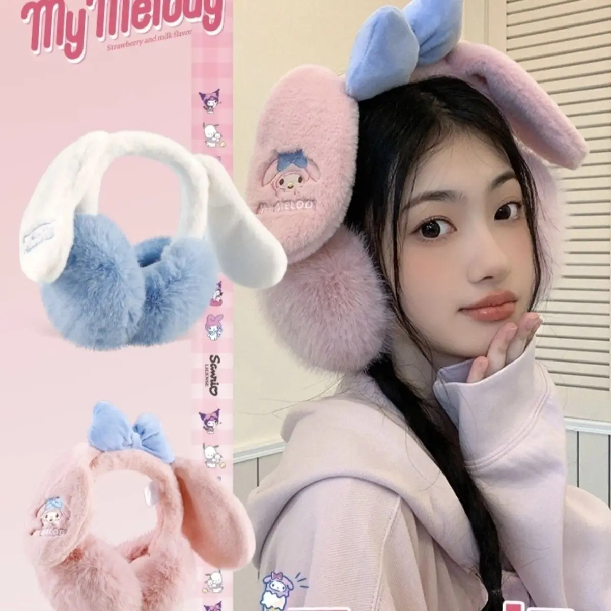 

Sanrio Earmuffs Winter Women's Anti-freeze Earbags Cycling Ear Protection Sleeves Anti-cold Melody Cinnamon Dog Earmuffs