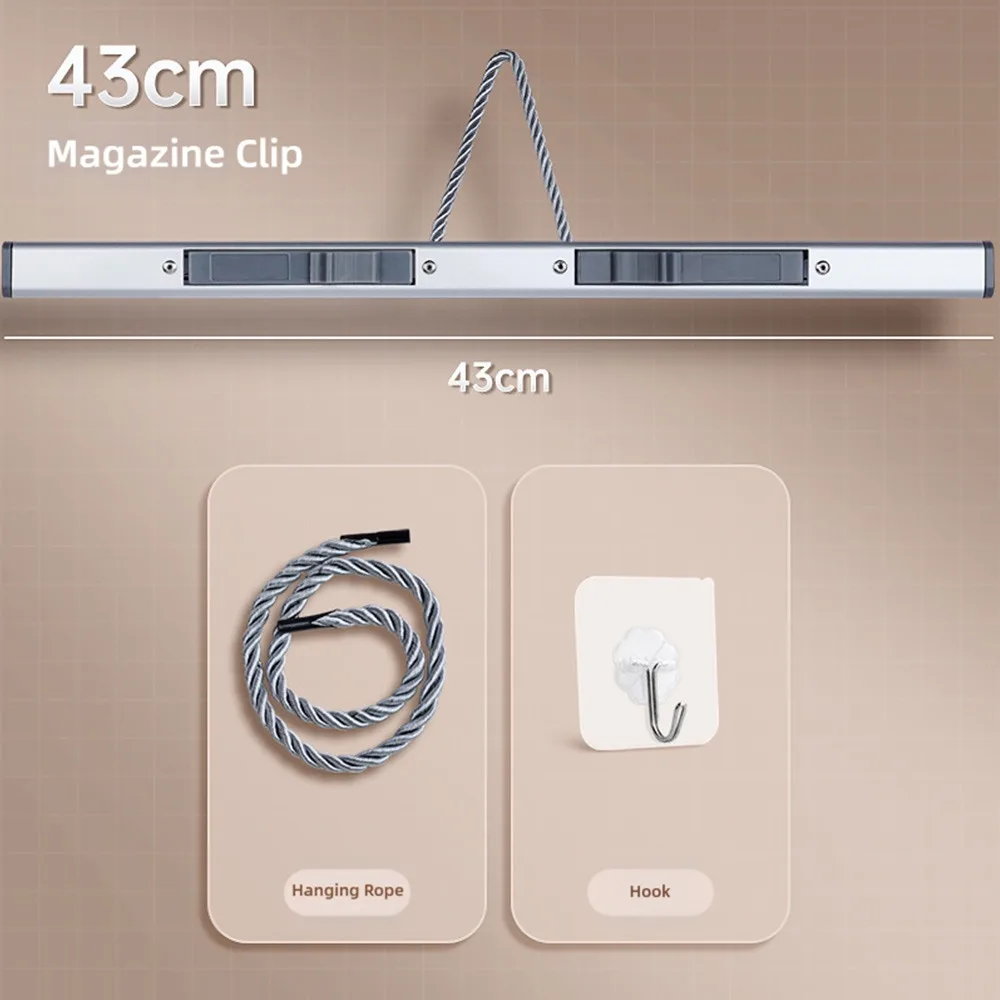 Creative Aluminum Alloy Newspaper Clip Hangable Wall Mounted Poster Hanger Test Paper Clamp School Office