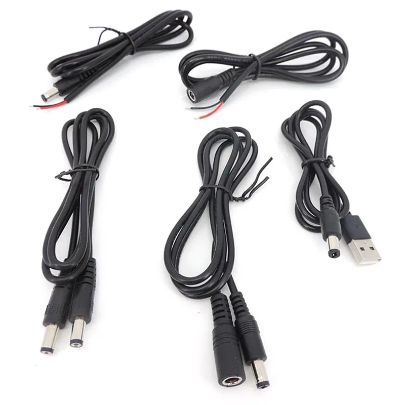 2 pin DC USB 5.5x2.1mm male female to male female Power Charging extend Cable Cord 5.5mmx2.1mm Jack Plug Connector Wire cctv