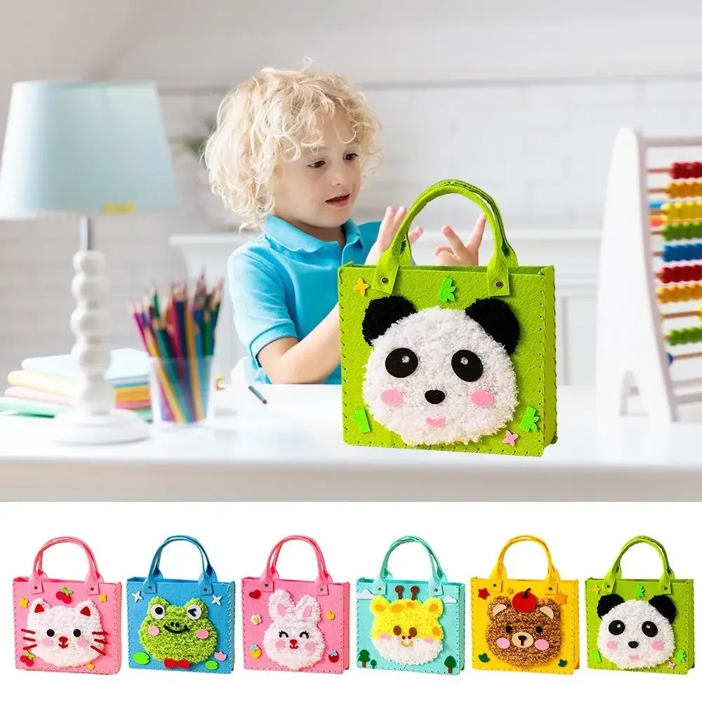 Multicolor DIY Felt Animal Bag Kits Sewing Needle and Thread Felt Material DIY Embroidery Bag Set Beads Toys Cartoon Animal