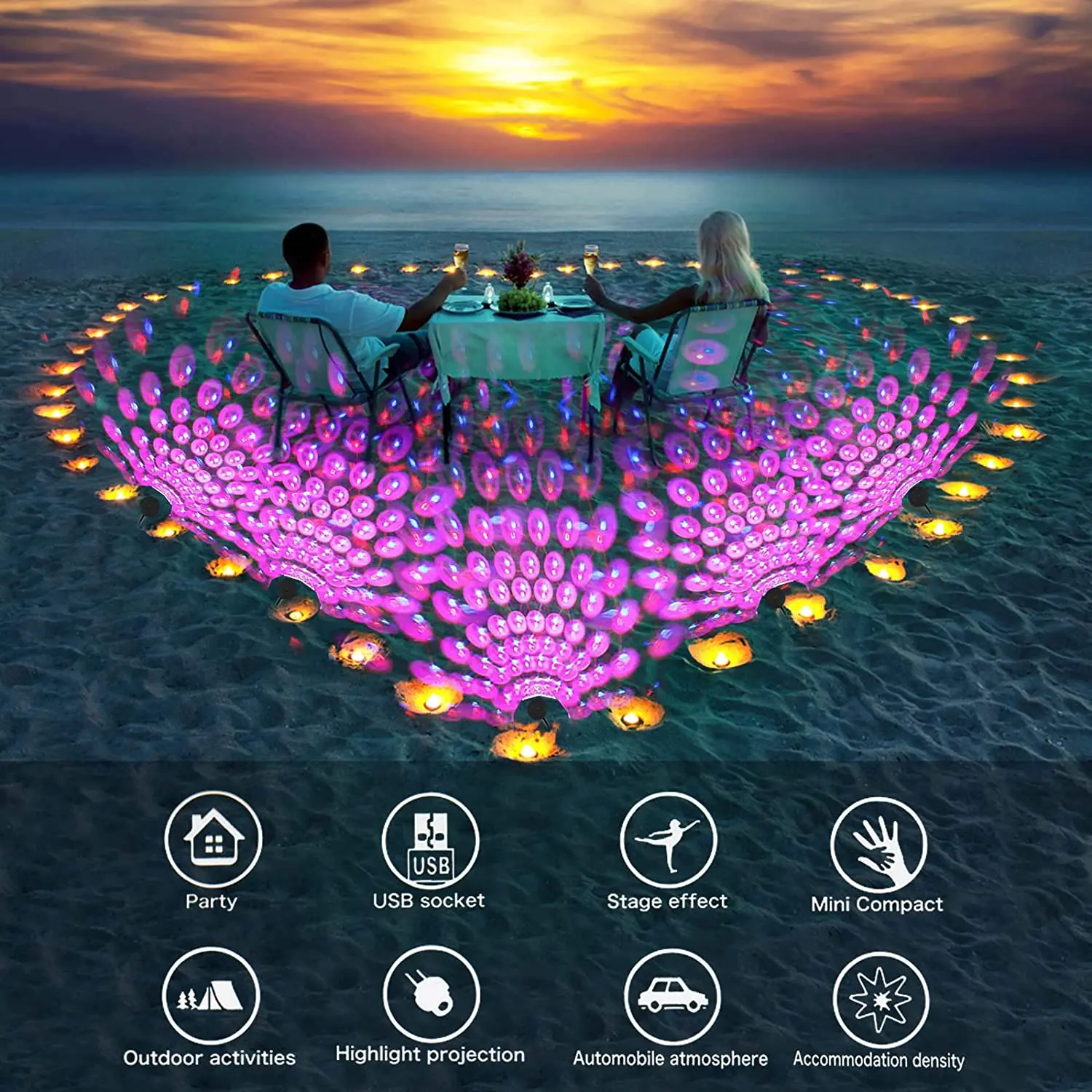 Mini USB Música Ritmo Lâmpada de Projeção, Magic Efeito Stage, LED Party, Disco, DJ, Decoração do carro, Atmosfera Night Light