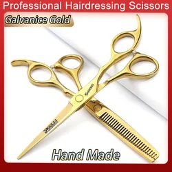 Galvanice gold 6 inch hair Scissors Japan Professional hairdressing Scissors Barber Sharp Hair Cutting Shears Barber tools