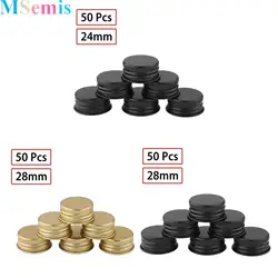 Aluminium Threaded Caps Lids 50pcs 24/28mm Fresh-keeping Replacements for Glass Cosmetic Bottles Containers Kitchen Accessories