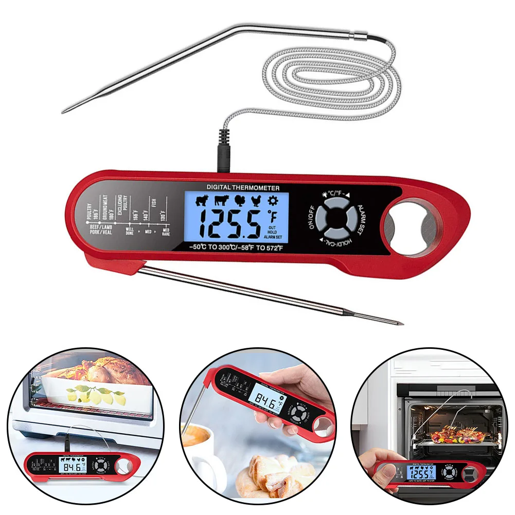 

1pc Foldable Waterproof Food Thermometer Grill And Other Cooking Thermometers 17*4.2cm Kitchen Tools Accessories