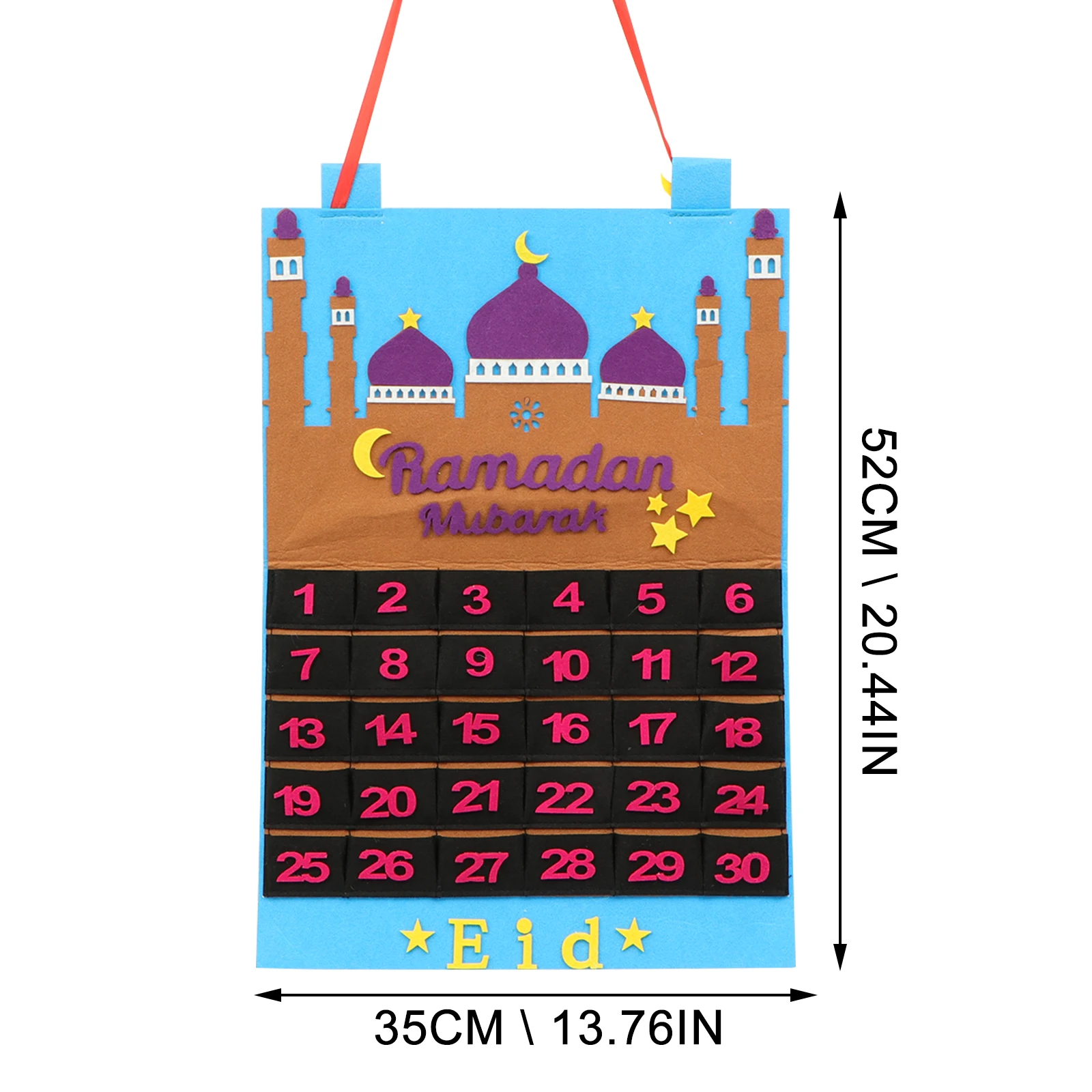 

2 Pcs Countdown Calendar Eid Ramadan Festival Gift Hanging Ornament Felt Wall Decor