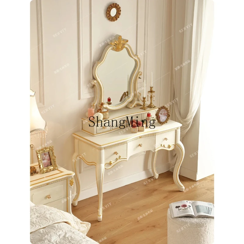 

SM bedroom makeup table, pastoral retro dresser, home bedroom high-end dresser