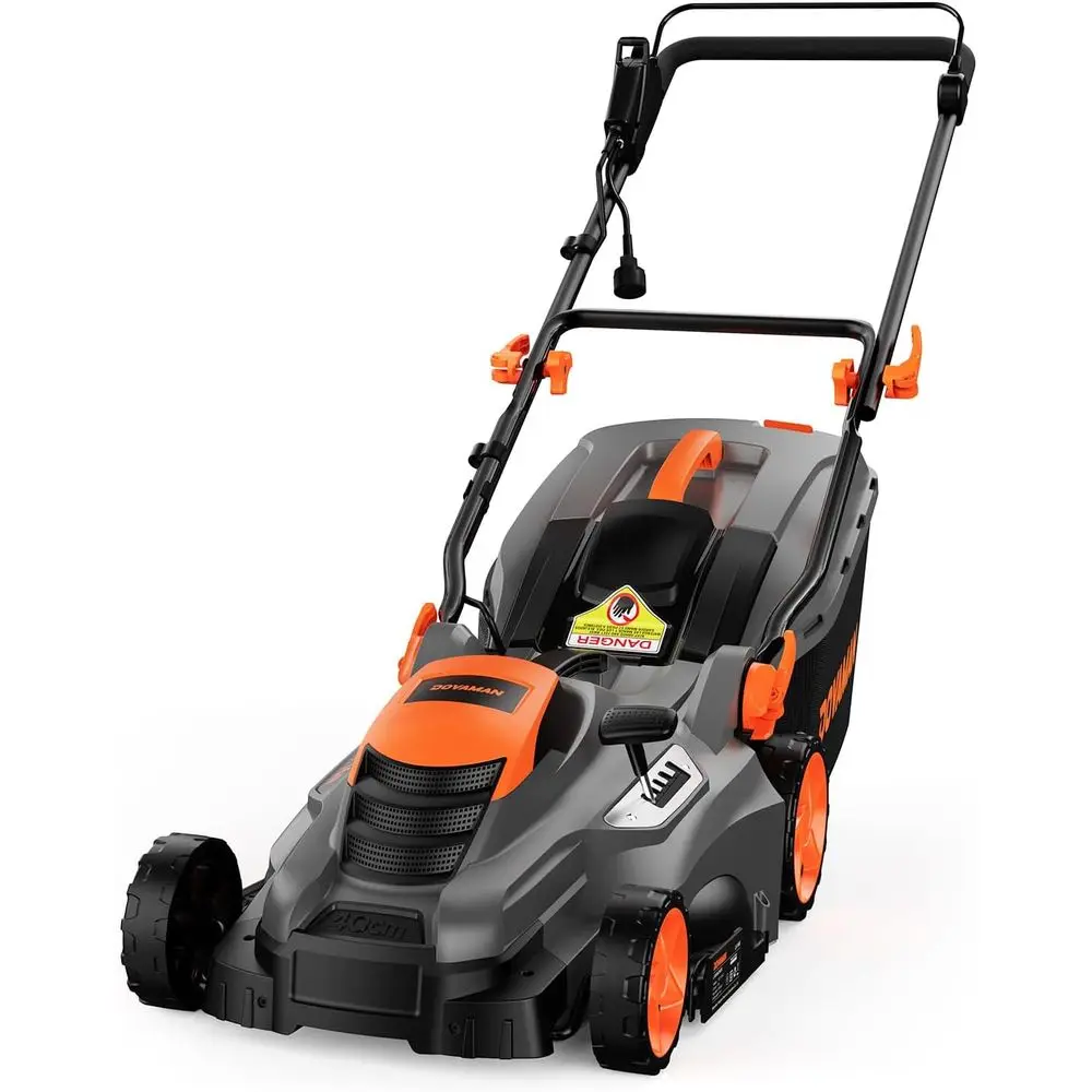 

13Amp 16" Lawn Mower, 98% Collection, 13.2-Gallon Bag, 5-Position Height Adjusent, 3-Step Quick Veal old Storage, 2-in-1 Mulchin