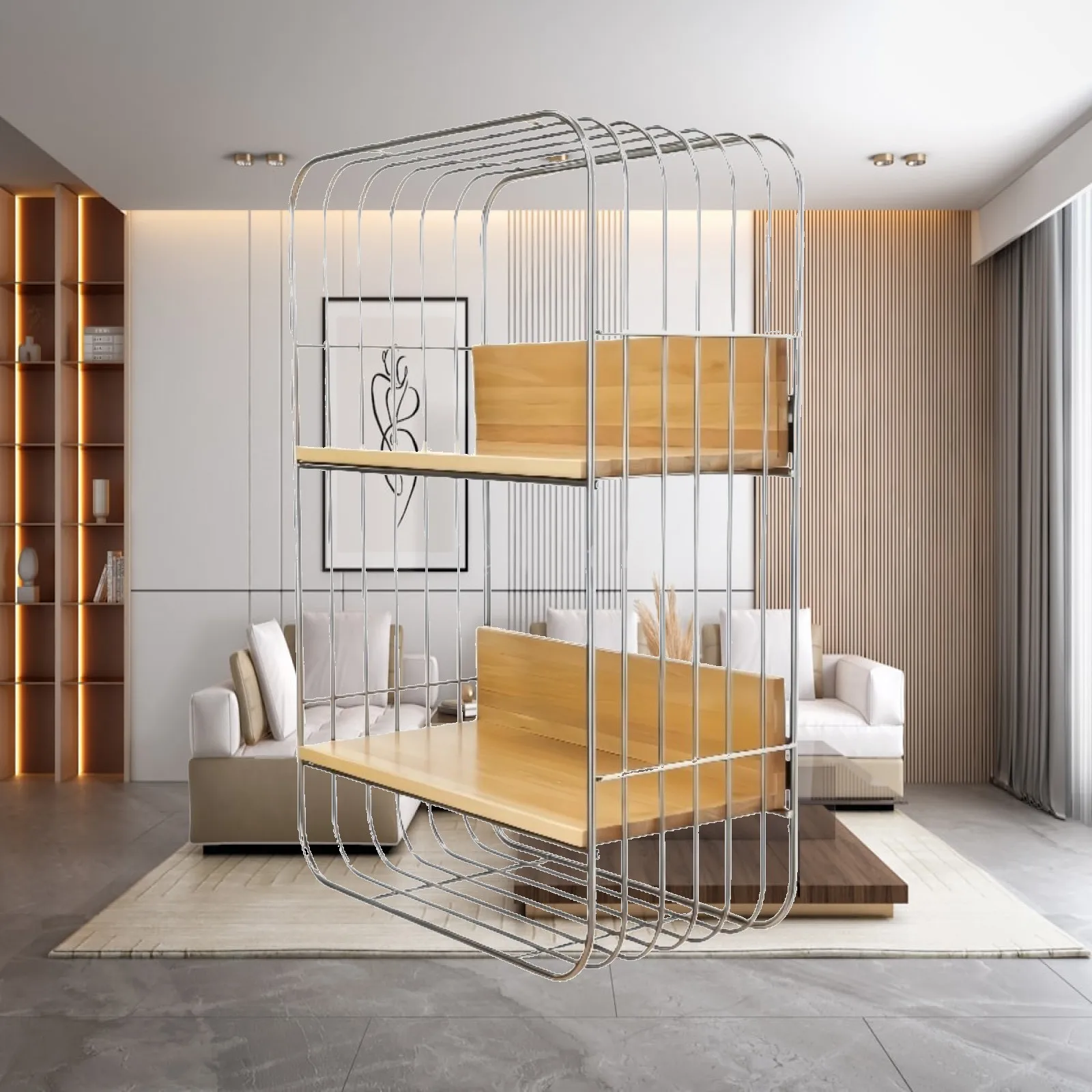 Wall Mounted Shelf Double Layer Steel Rack Open Storage Shelf for Bathroom Bedroom Home Office Display