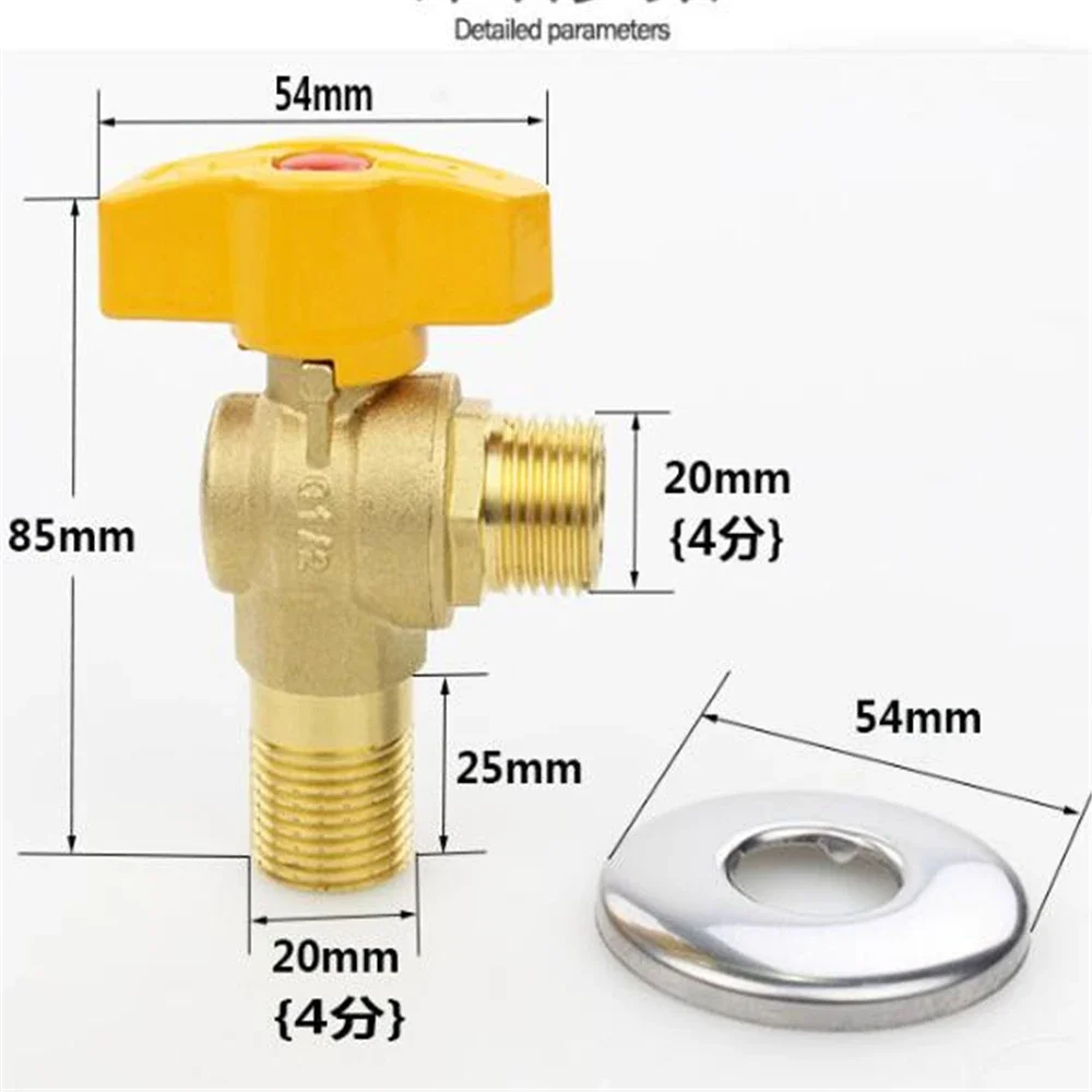 All Copper 4 Points Large Flow Triangle Ball Valve Copper Ball Core Faucet Water Heater Special Switch Ball Valve Triangle Valve