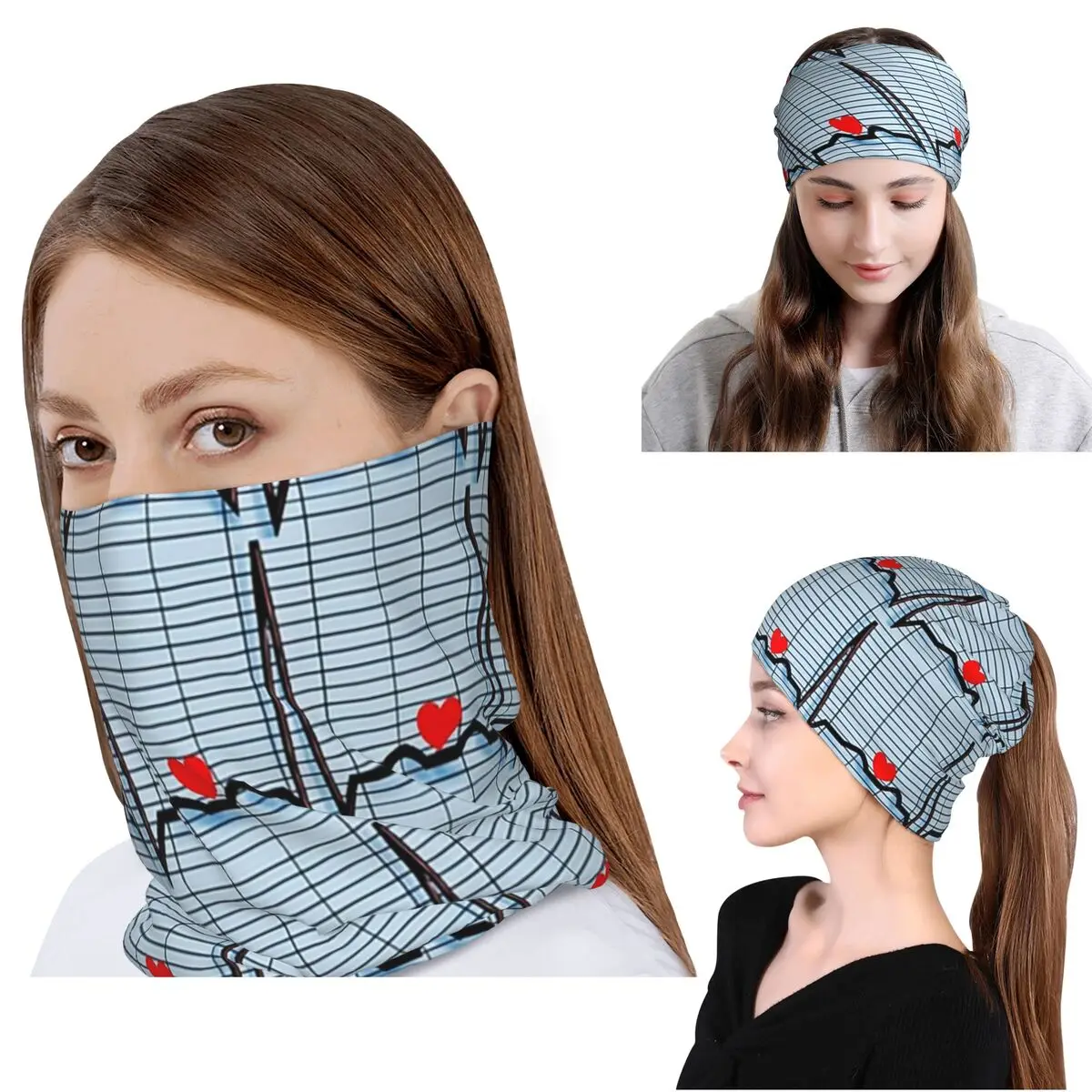 EKG Cardiac Rhythm Strips Bandana Halstuch Wickelschal Multifunktions-Radschal Mützen Mütze Unisex Erwachsene Ganzjährig