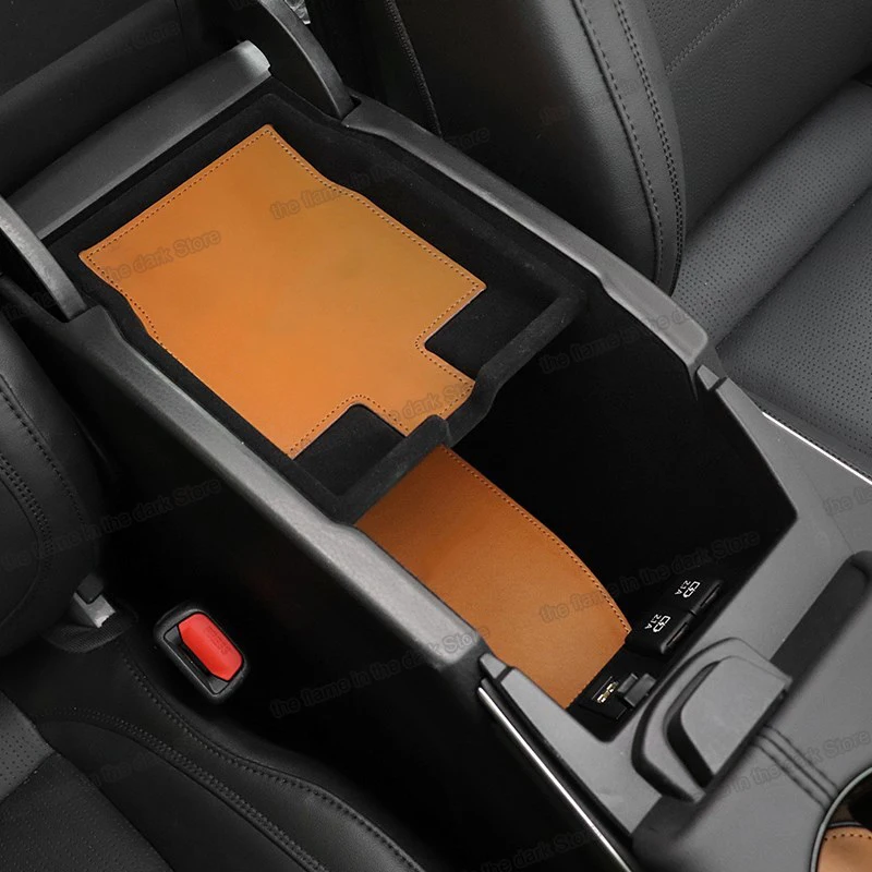 

leather Car storage box interior door Slot Pad Cup Mats for toyota avalon 2019 2020 2021 xx50 2022 non-slip auto armrest cushion