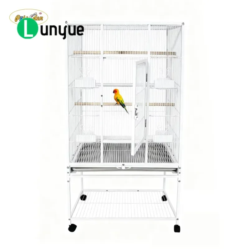Large Stainless Steel Bird Cage Modern Villa Style Wire Parrot Breeding Cage with Tray and Wheels for Pet Birds Easy Clean