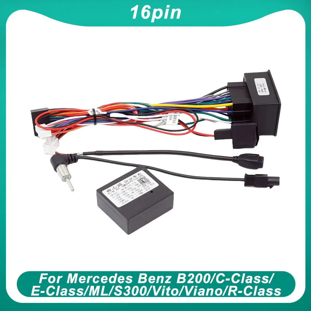 Car Android 16PIN Power Wiring Harness Cable With Canbus For Mercedes Benz B200/C-Class/E-Class/ML/S300/Vito/Viano/R-Class