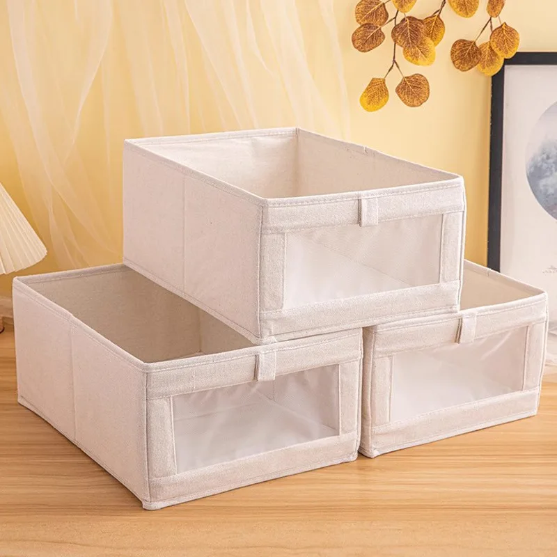 

Foldable Linen Storage Bins for Closet -Drawer Style Organizer Baskets, Large Capacity Collapsible Clothes Storage Box