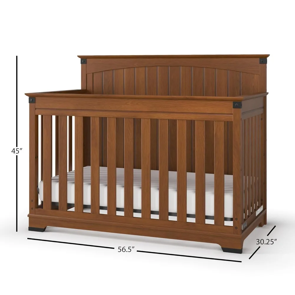 Child Craft Redmond Full Panel 4-in-1 Convertible Crib, Baby Crib Converts To Day Bed, Toddler Bed and Full Size Bed