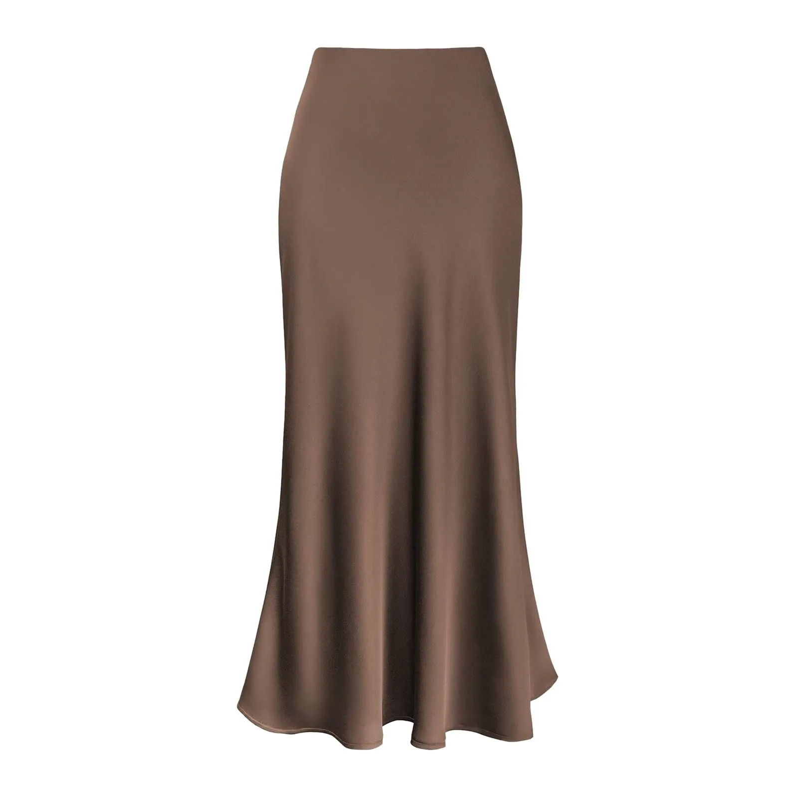 Eleganckie satynowe spódnice damskie w jednolitym kolorze Cztery pory roku Casual High Waist Club Office Zipper Mid Length Skirts