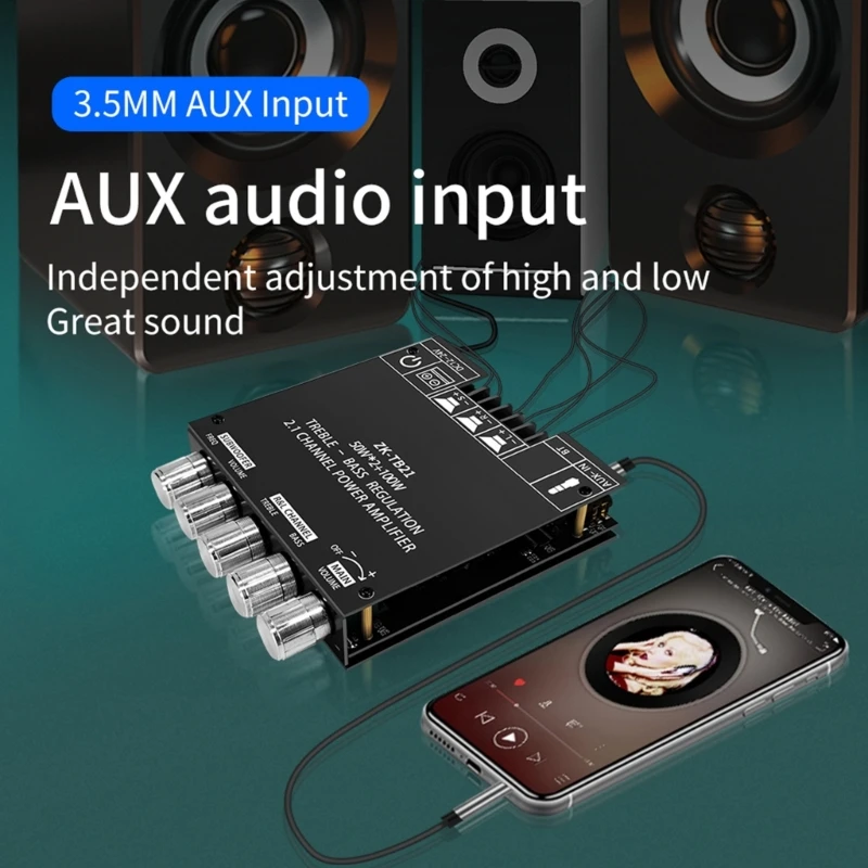 2.1-Channel ที่รองรับบลูทูธ5.0ดิจิตอลเครื่องขยายเสียงโมดูลและ Low Tone ซับวูฟเฟอร์50Wx2 + 100W ZK-TB21