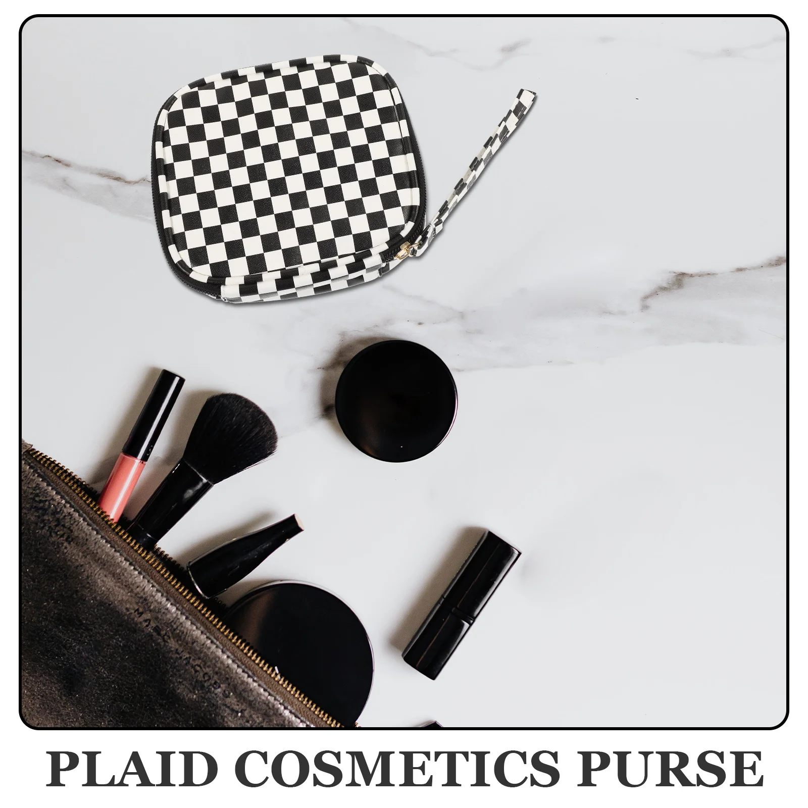 

Waterproof Pad Holder For Purse Small Coin Purse For Women Zipper Period Bag Plaid Design Lipstick Sanitary Pads Organizer